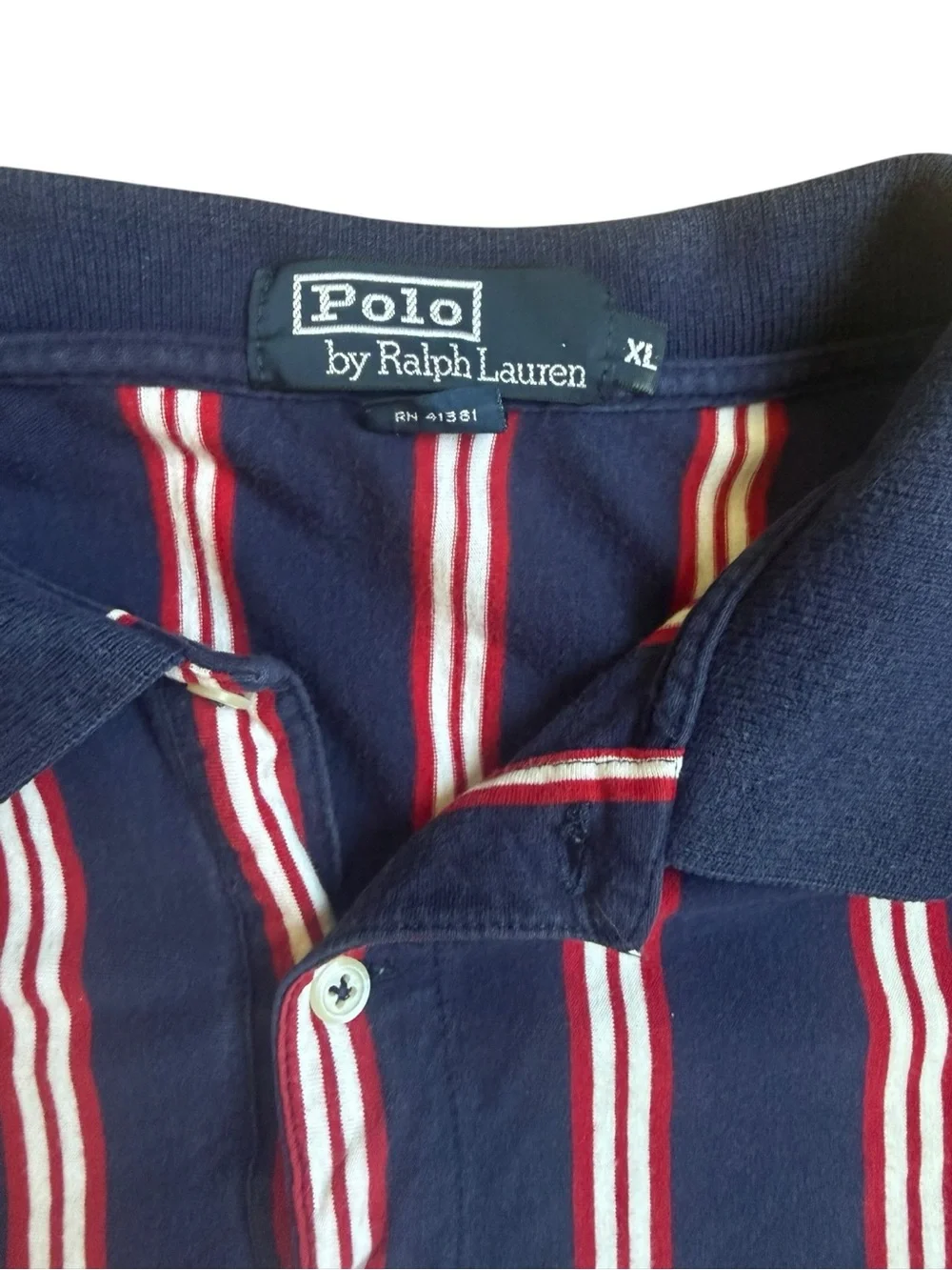 💥 Vintage Polo Ralph Lauren Vertical Stripe Polo Shirt | men’s XL | 90s - Picture 5 of 12